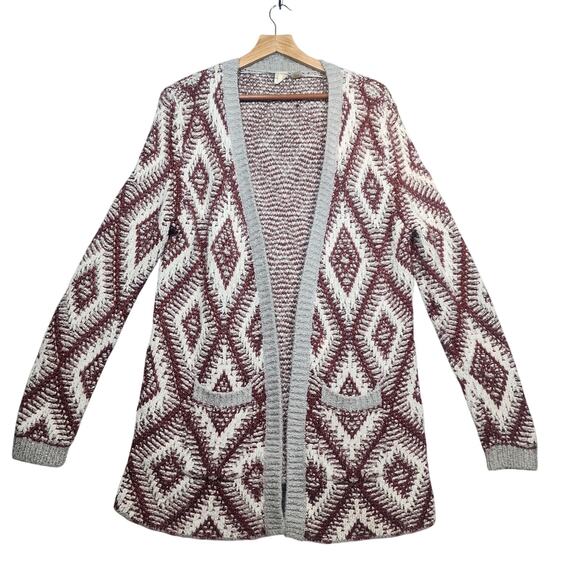 Roxy All Over Again Oversized Diamond Knit Sweater Cardigan Size Med - Picture 2 of 10